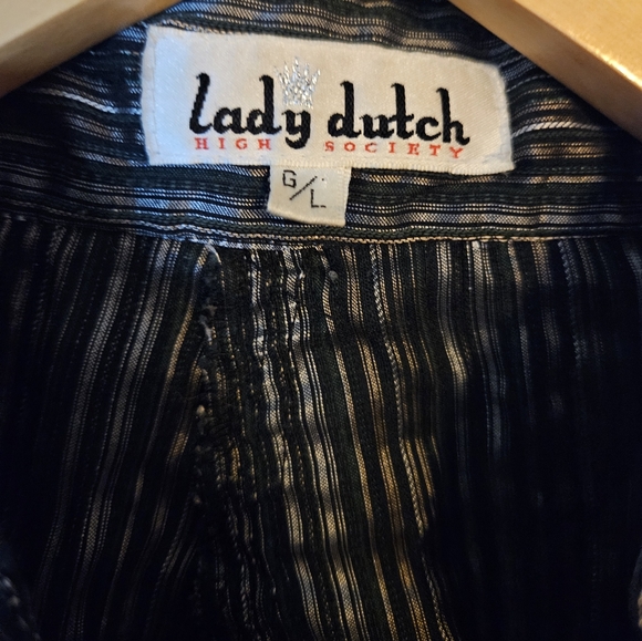 Vintage Lady Dutch High Society Ruched Button Up Long Sleeve Top size L - Picture 6 of 8